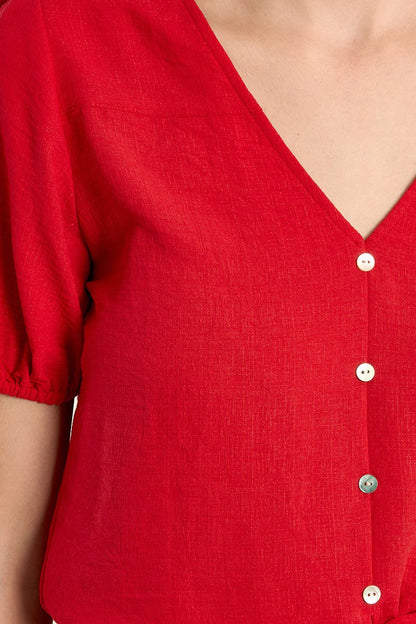 Red Tie Waist Top