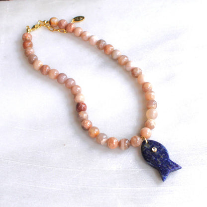 Cece Blue Fish Beaded Necklace