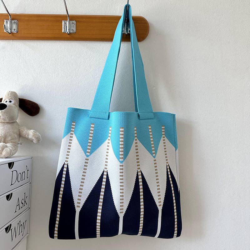 Blue Color Block Tote