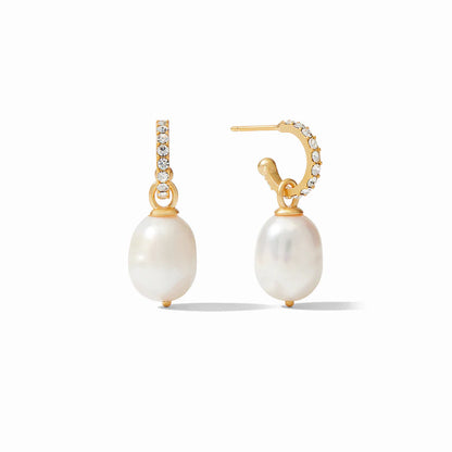 Odette 2-1 Pearl Hoop & Diamond Charm Earring