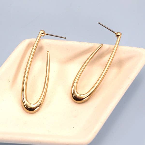 Long Tear Drop Hoop Earrings