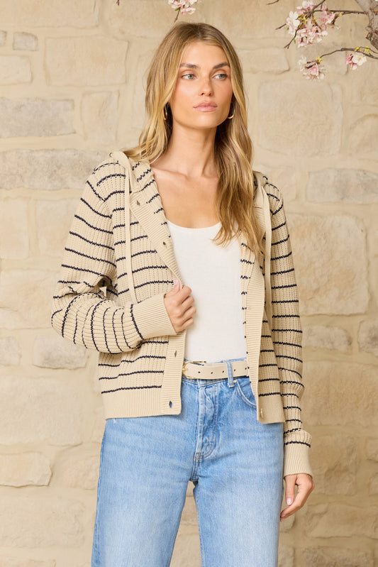Striped Hooded Cardigan