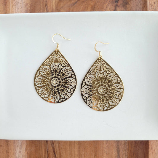 Gold Pendant Earrings