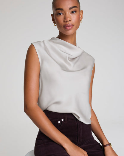 Silky Smooth Cowl Neck Sleeveless Top