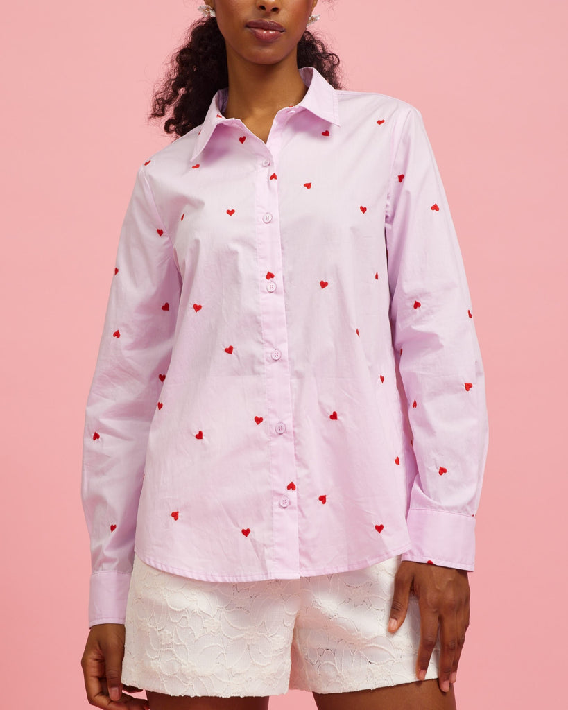 Poplin Heart Emboidroid Shirt