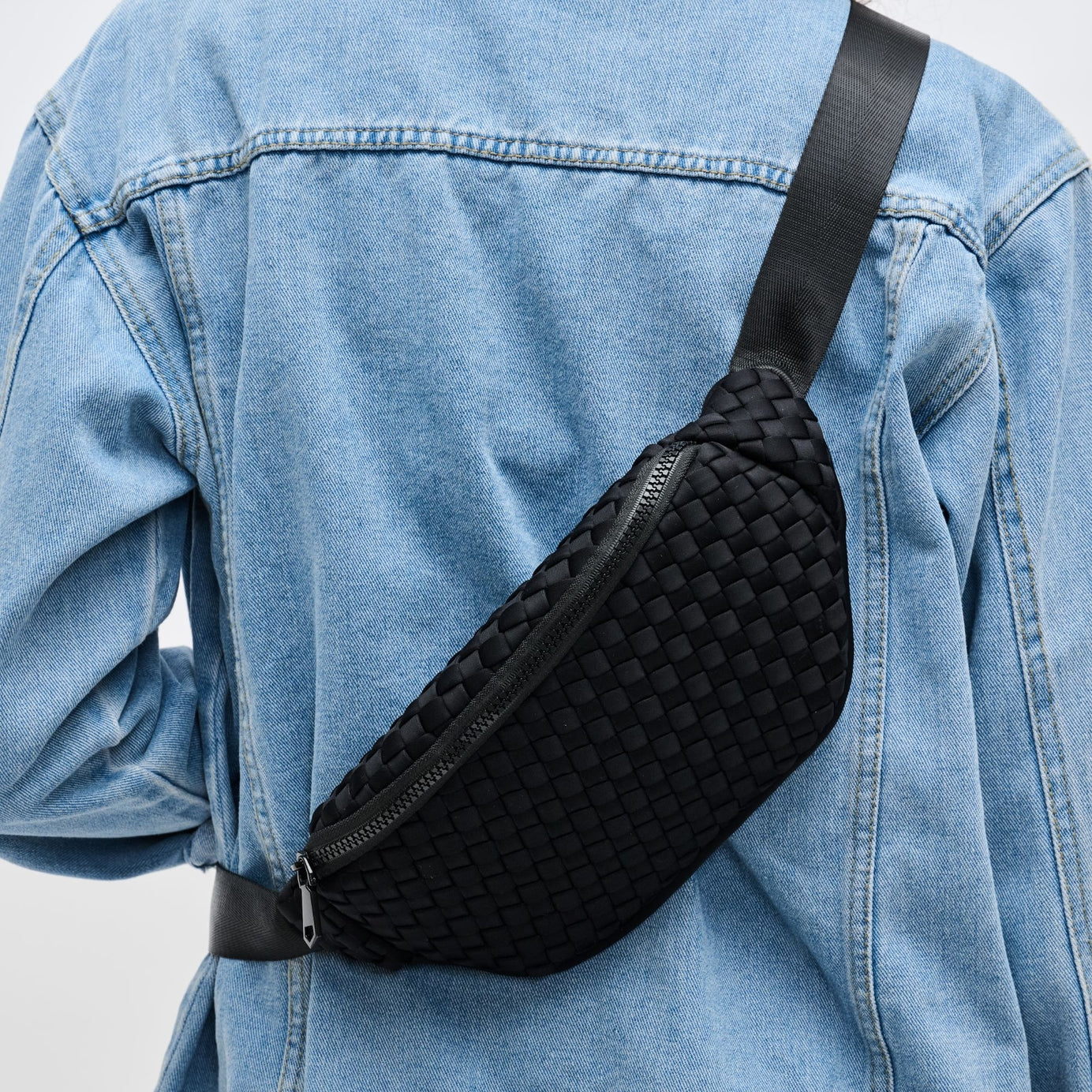 Black Aim High Woven Neoprene Belt Bag