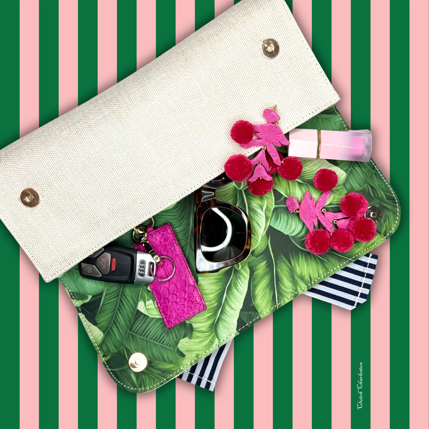 Stripe Bow Clutch