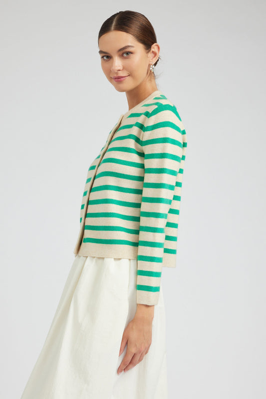 Green Stripe Cardigan