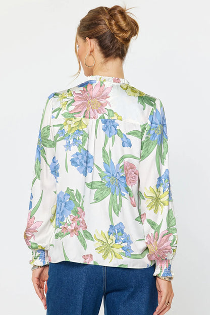 Floral Split Neck Blouse