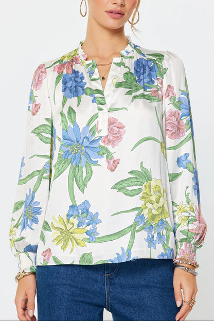 Floral Split Neck Blouse