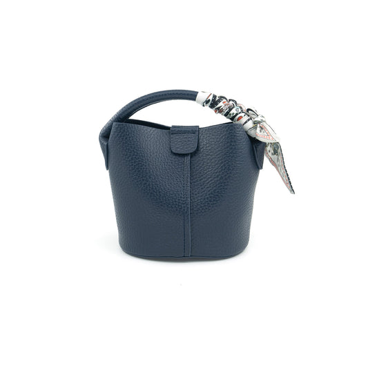 Navy Top Handle Bag With Scarf