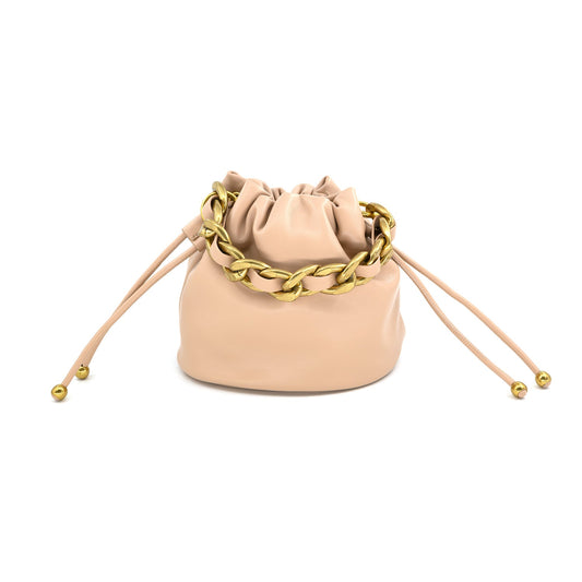 Biege Bag With Gold Handle
