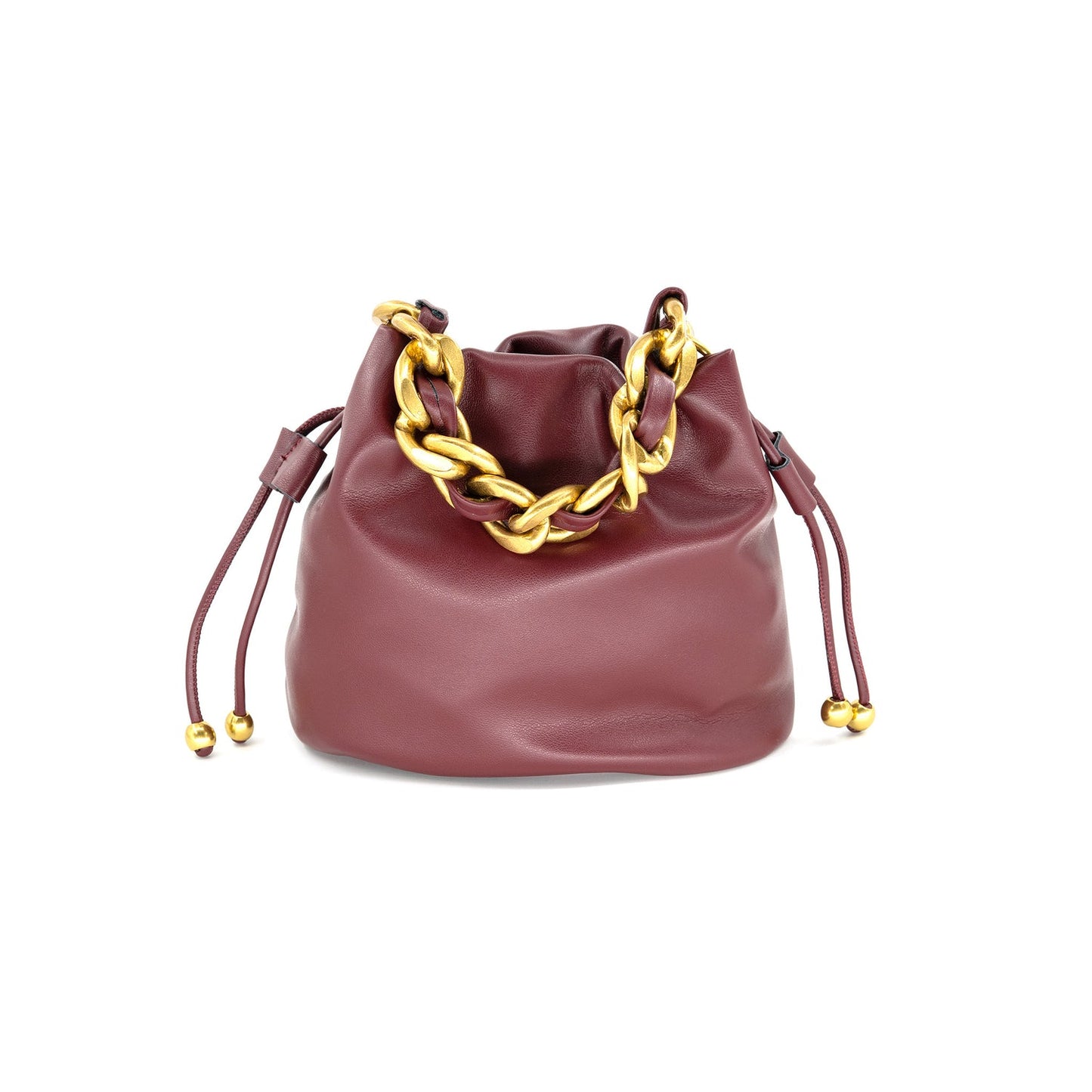 Burgundy Bag With Gold Handle