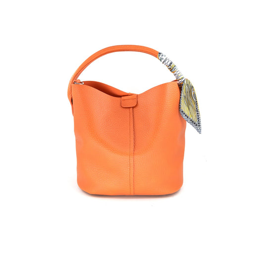 Large Orange Top Handle Bag With Scarf
