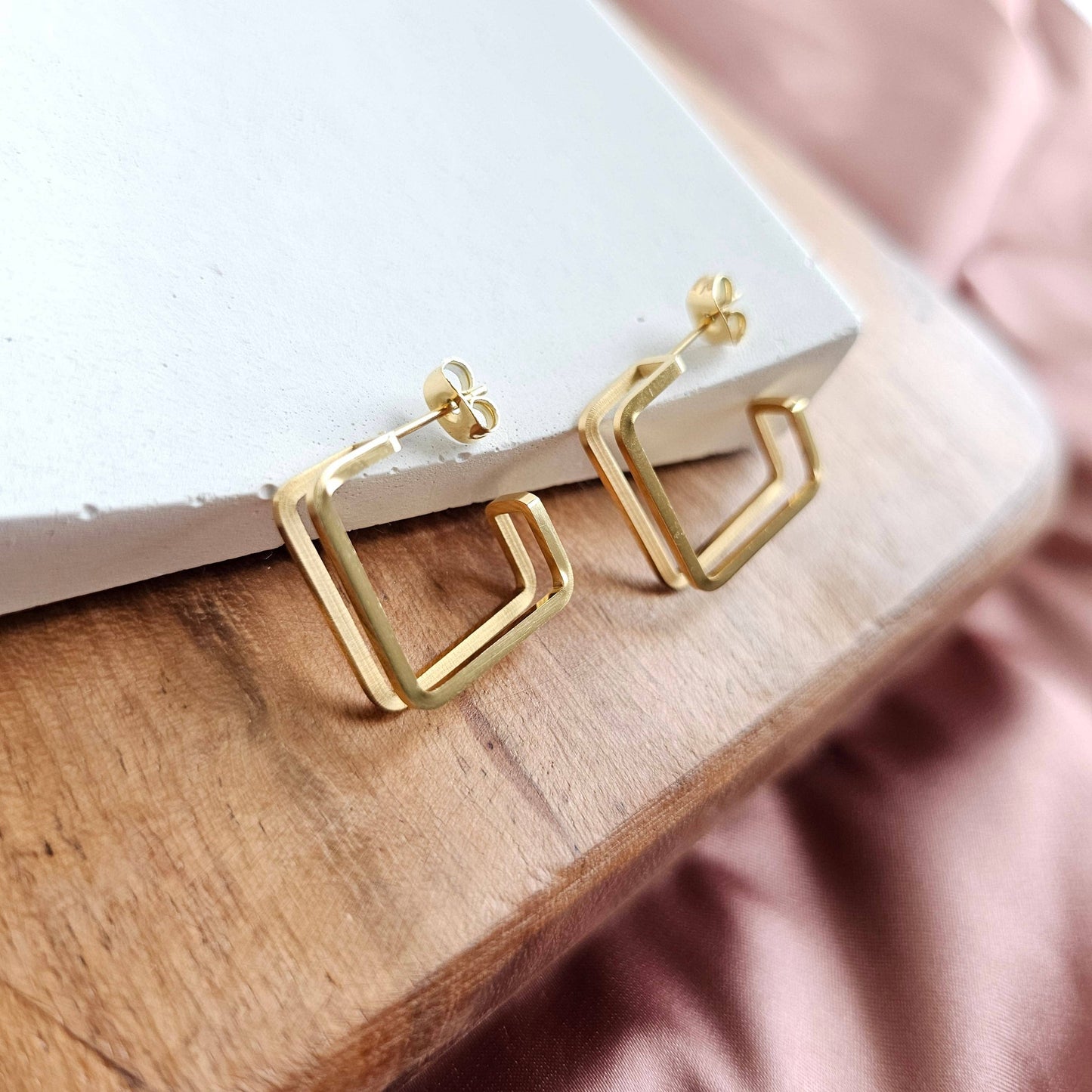 Gold Tri Hoops