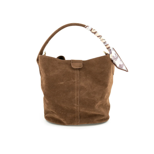 Chocolate Suede Bucket Bag