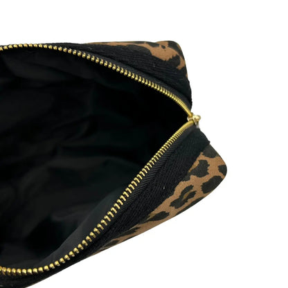 Leopard Print Makeup Bag With Bee Broach