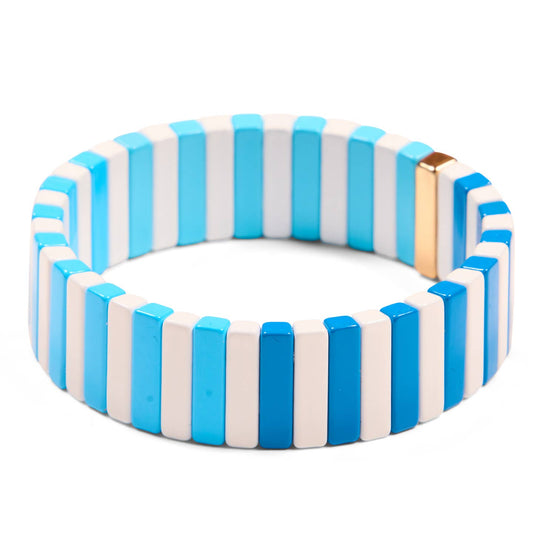 Large Blue Summer Waves Tile Bracelet
