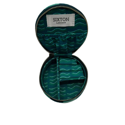 Jewelry Travel Pot in Teal Stripe with Bow