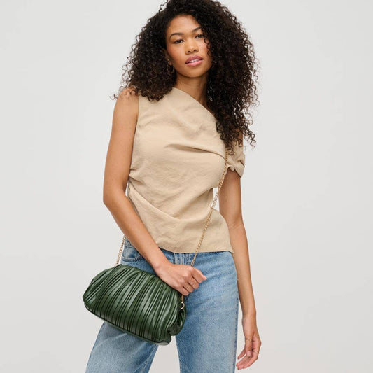 Forest Green Pleated Clutch