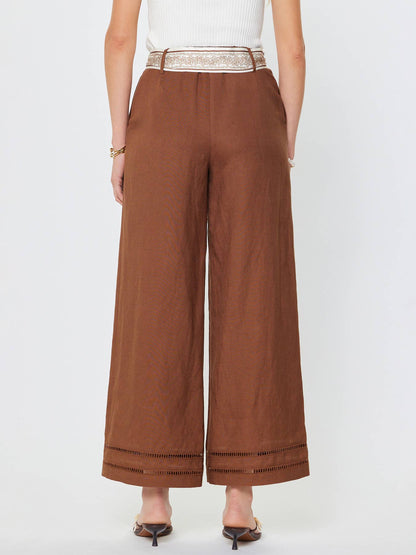 Brown Wide Leg Pant w/Scarf Belt
