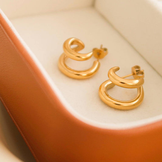 Maddiso Non-Tarnish Double C Hoop Earring