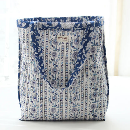 Porcelain Floral Print Reversible Tote Bag
