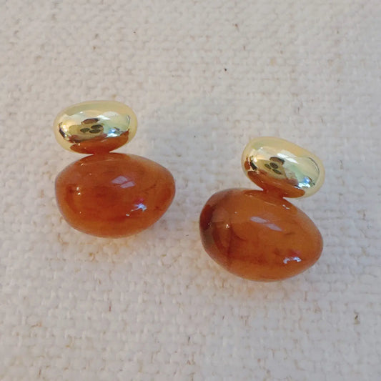 Golden Espresso Drop Stud Earrings