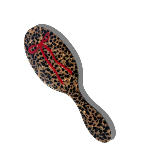 Hand-Painted Leopard Bow Amazing Hair Day Brush