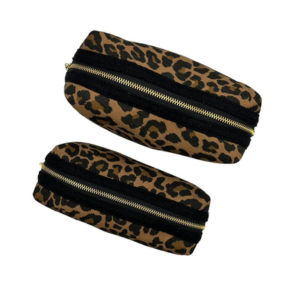 Leopard Print Makeup Bag With Bee Broach