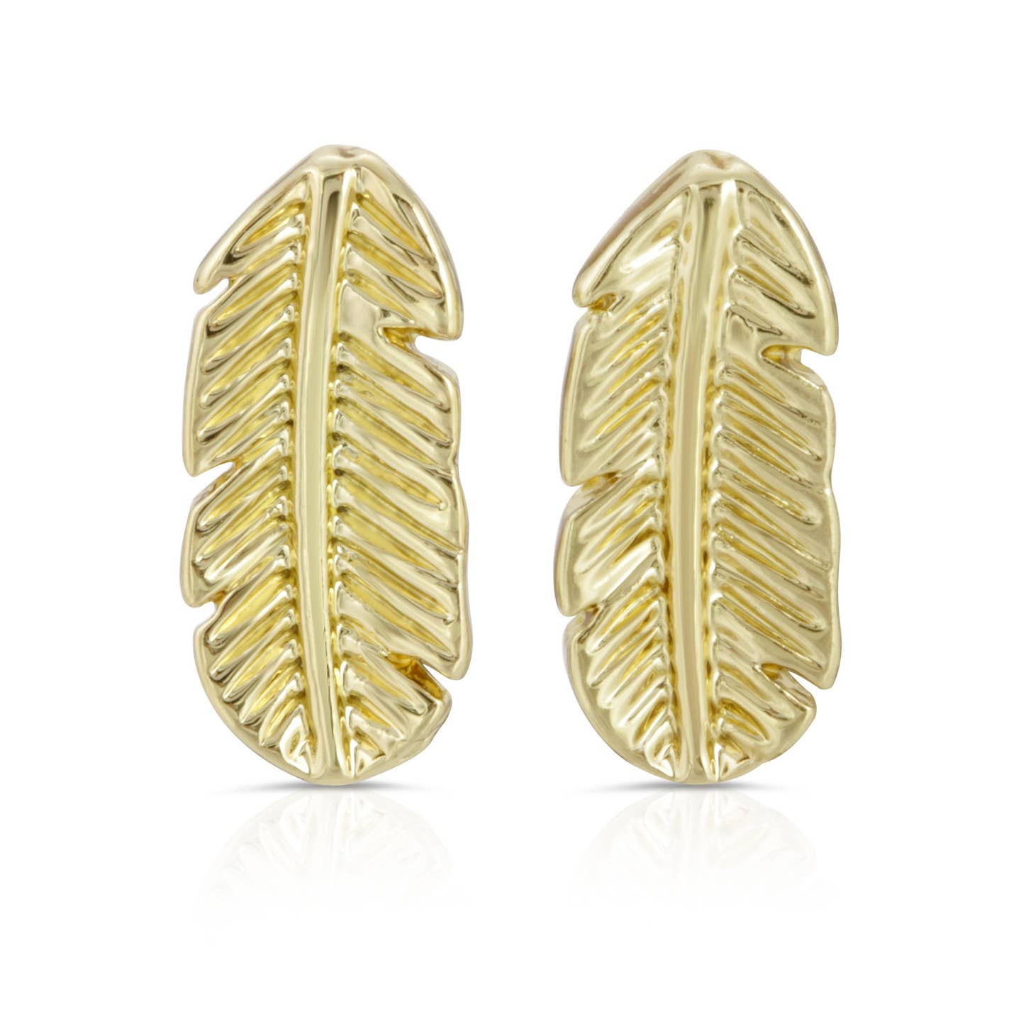 New Moon Feather Gold Earrings