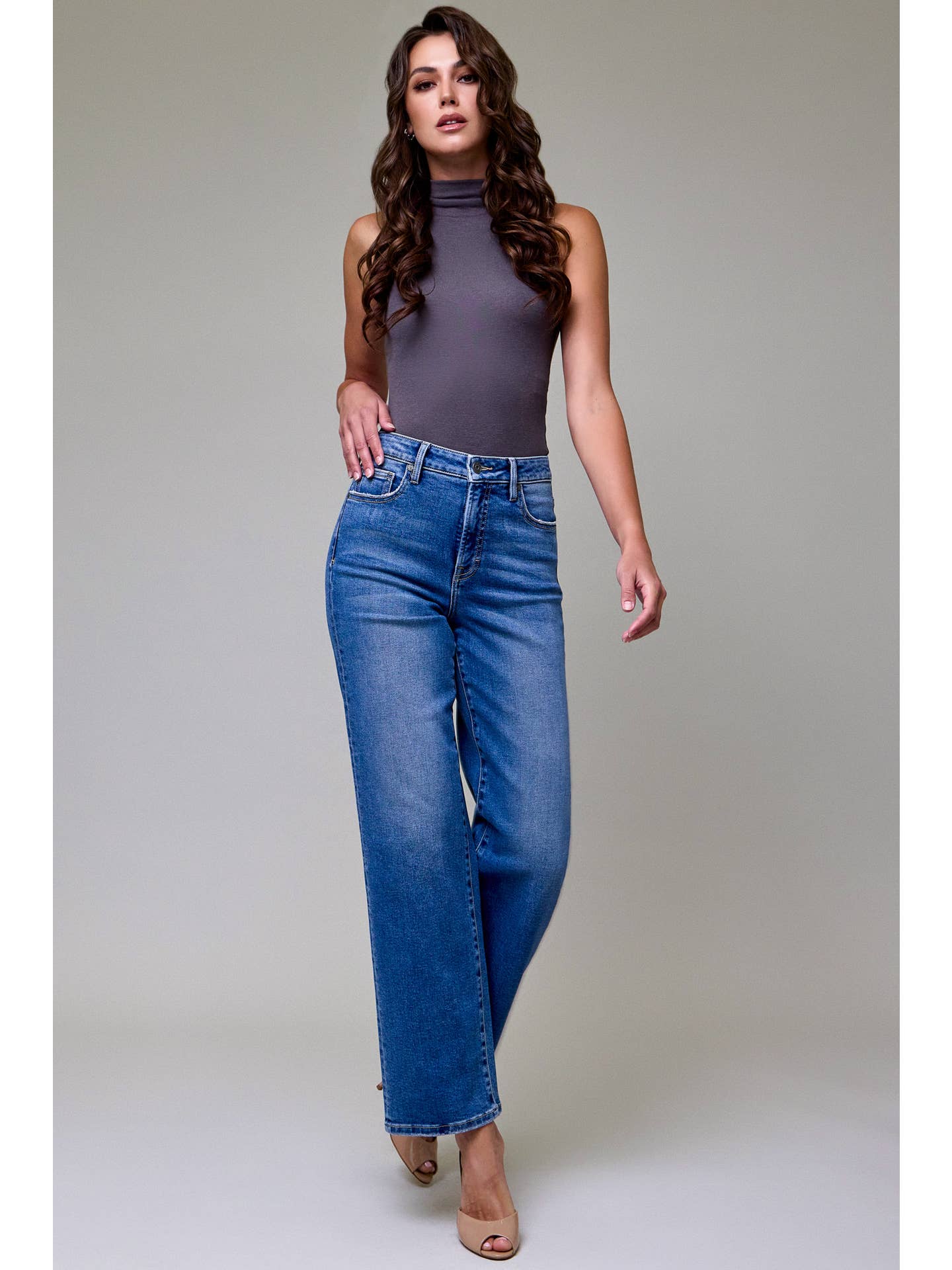 Medium Wash High Rise Classic Straight