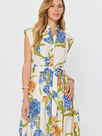 Floral Printed Button Down Midi Dress