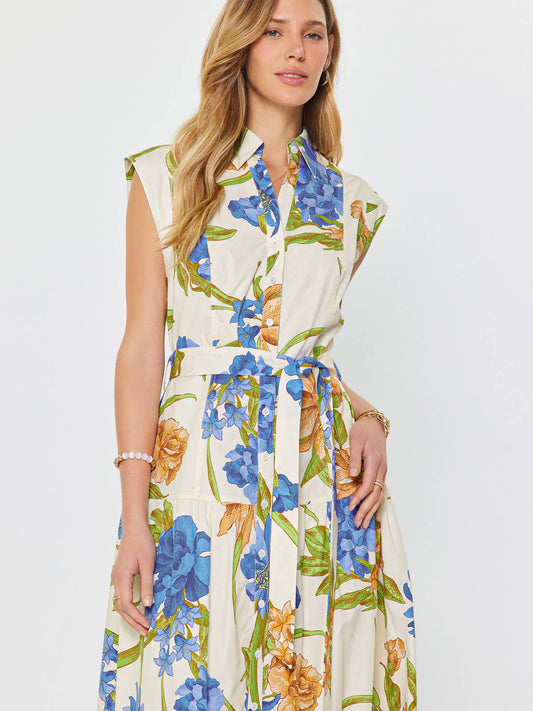 Floral Printed Button Down Midi Dress