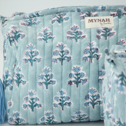 Dusty Blu Motif Travel/Make Up/Organizer/Bag-Set of 3