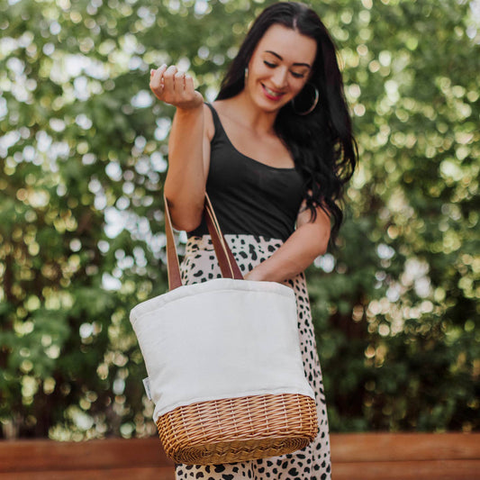 Canvas and Wicker Insulated Basket Tote