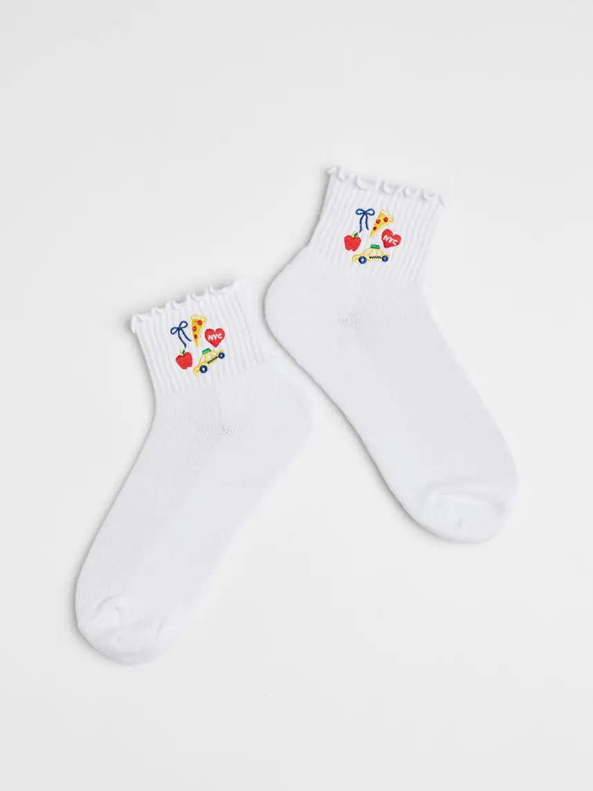 New York City Icons Ruffle Sock