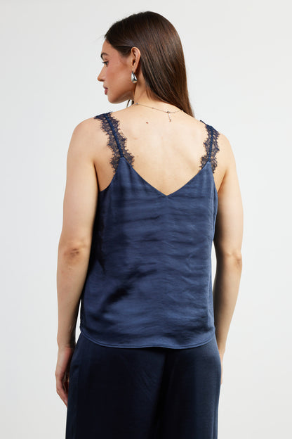 Navy Lace Trim Cami