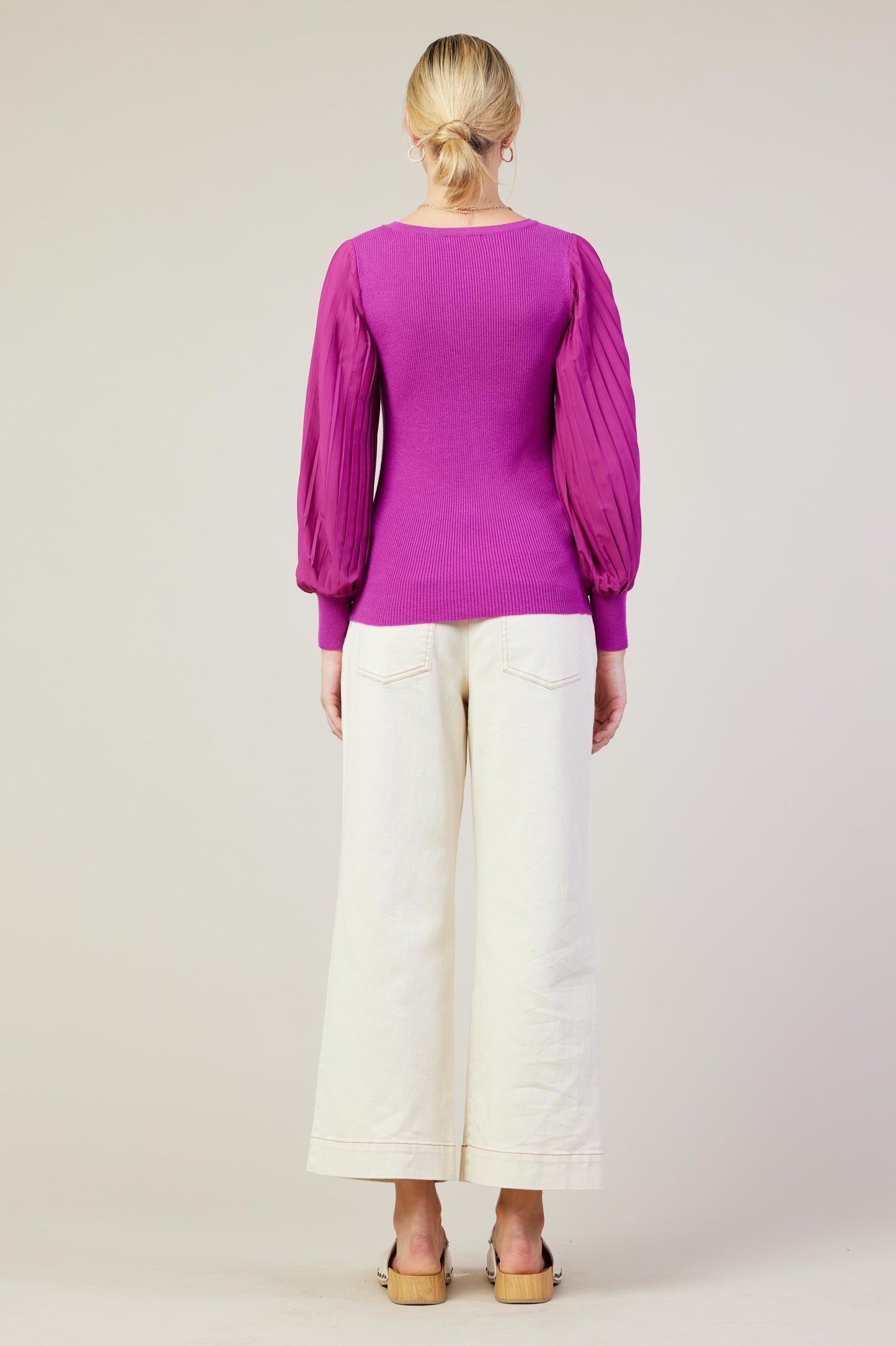 Orchid Pleated Sleeve Sweater