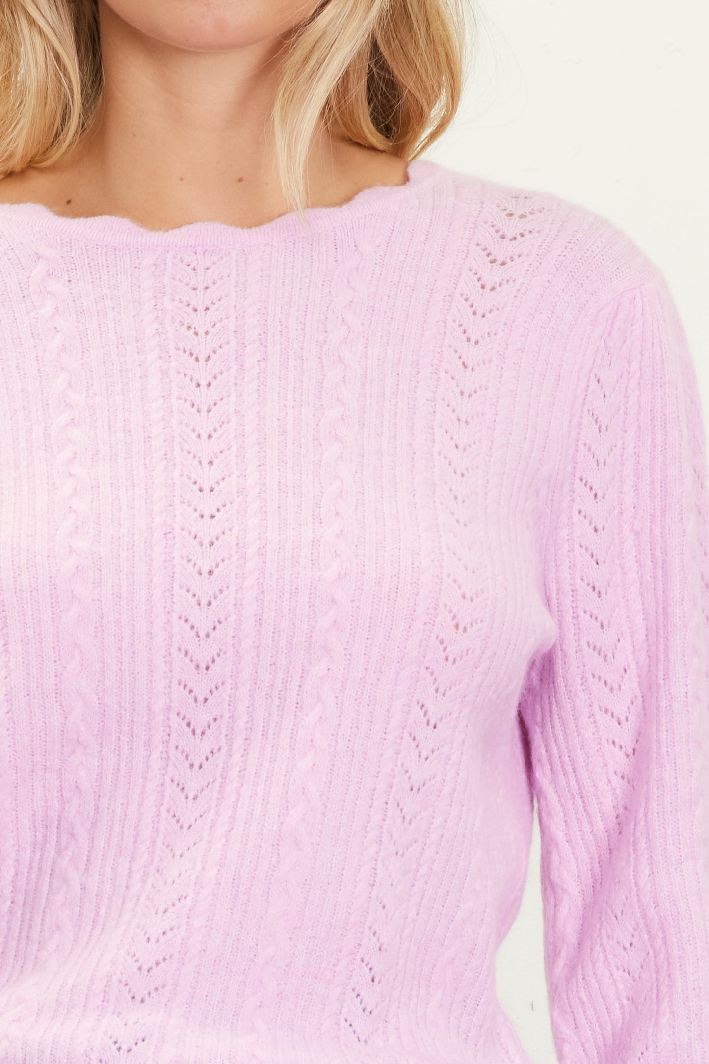 Petal Pink Cable Sweater