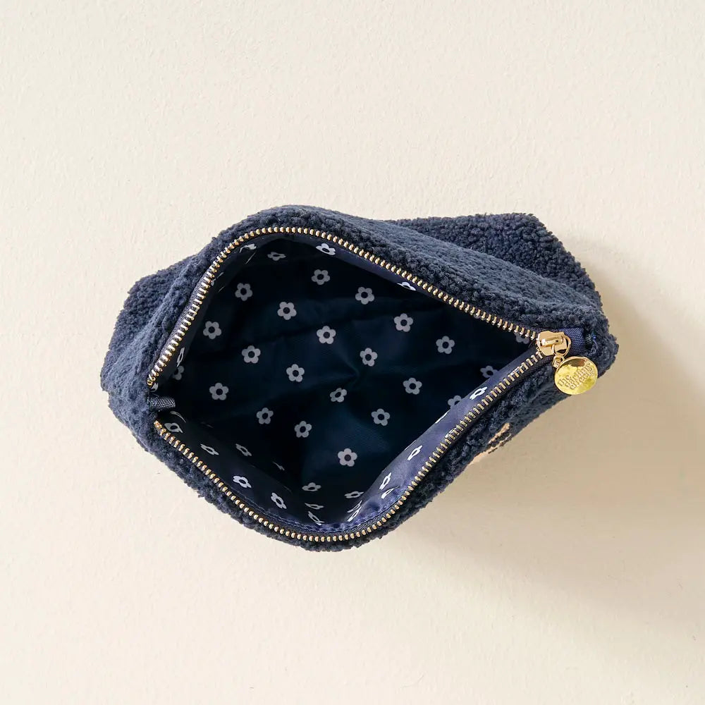 Navy Teddy Face Pouch