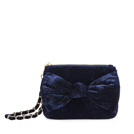 Navy Bea Bow Wristlet