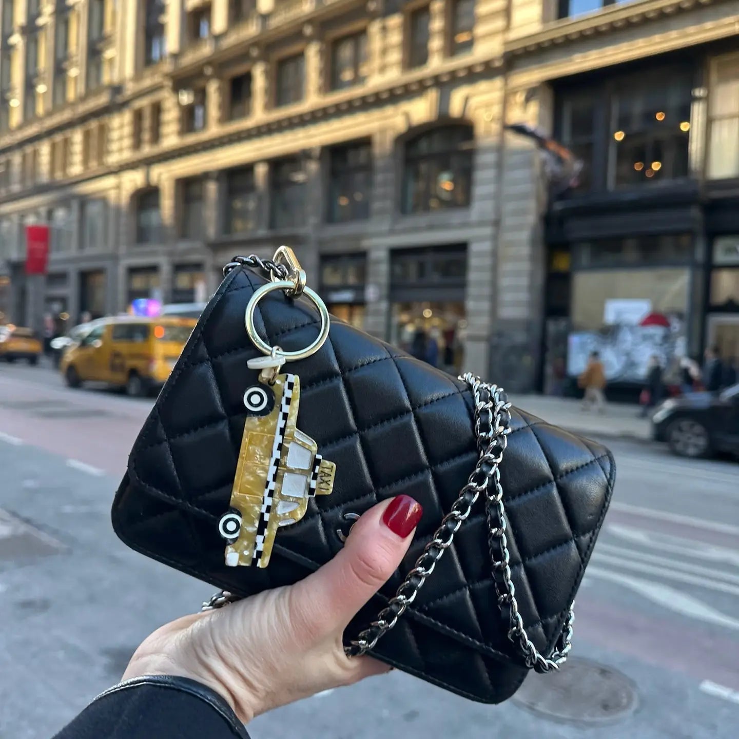 Hand-Painted Taxicab Bag Charm & Keychain