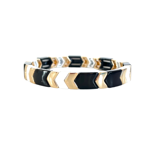 Black, Gold, and White Tile Bracelet