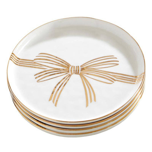 Gold Bow Appetizer Plates - Set of 4