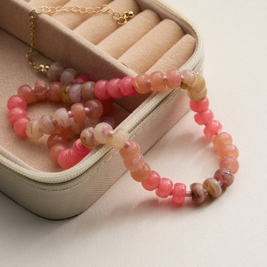 Orange Round Disc Beaded Necklace