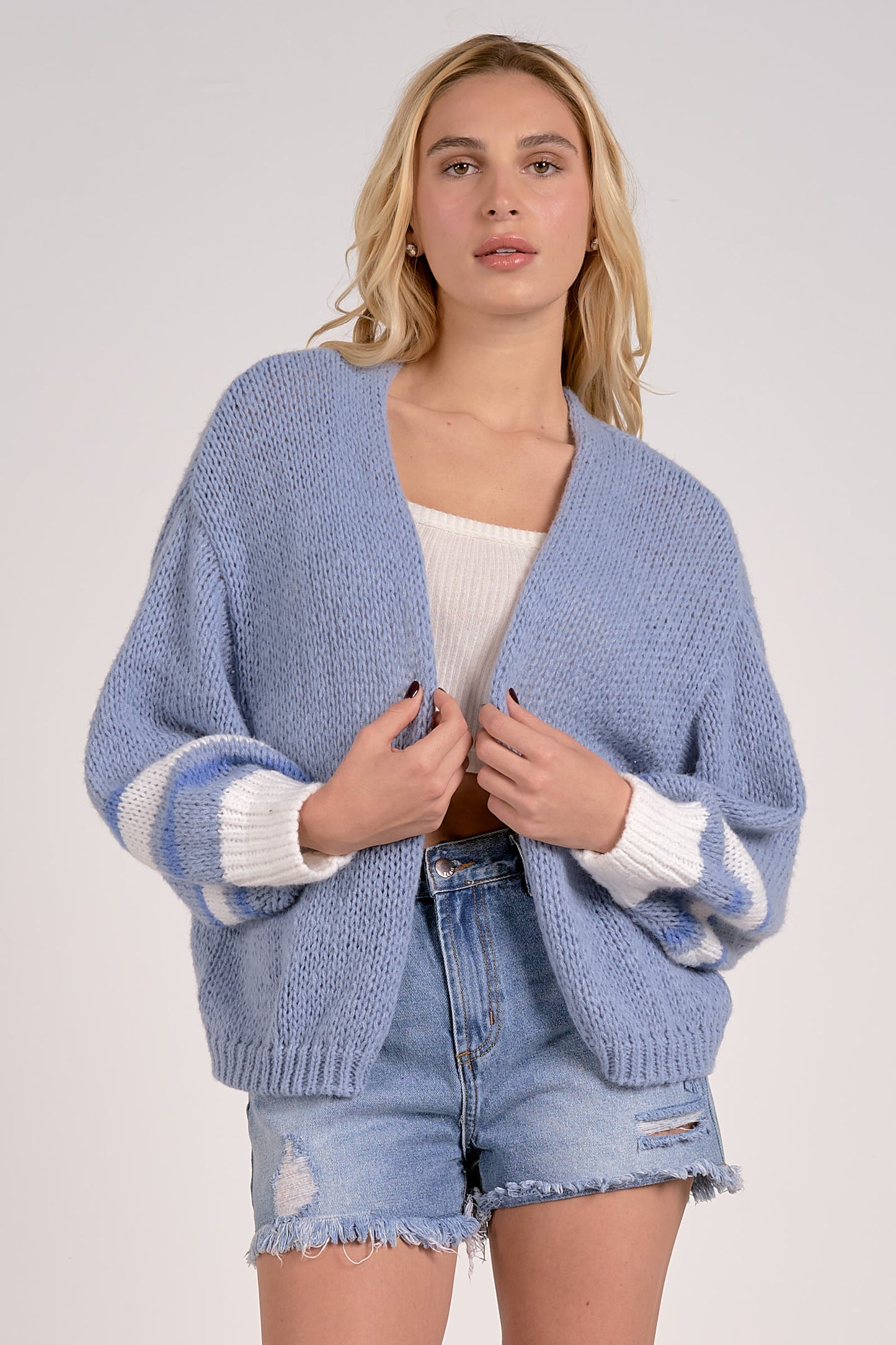 Blue Stripe Sweater Cardigan