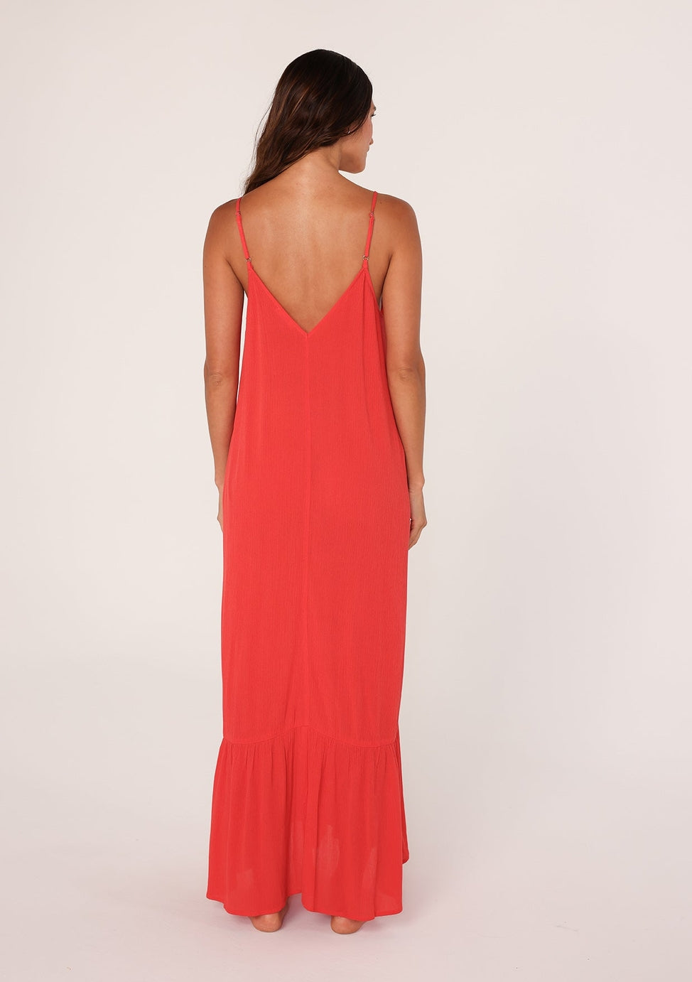 Red Bohemian Sleeveless V-Neck Maxi Dress