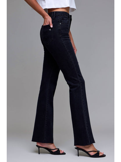 Jet Black Raw Hem Flare