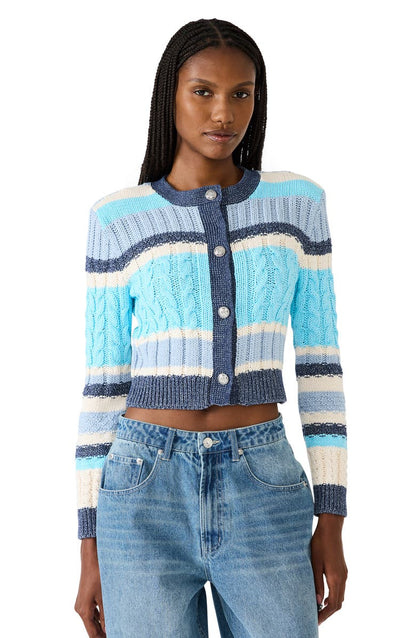 Eviee Cotton Blend Cable Cardigan